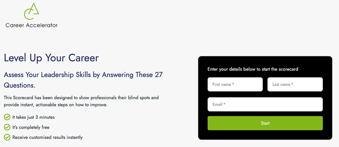 Alex uses ScoreApp to conduct an initial assessment of where his potential client stands.